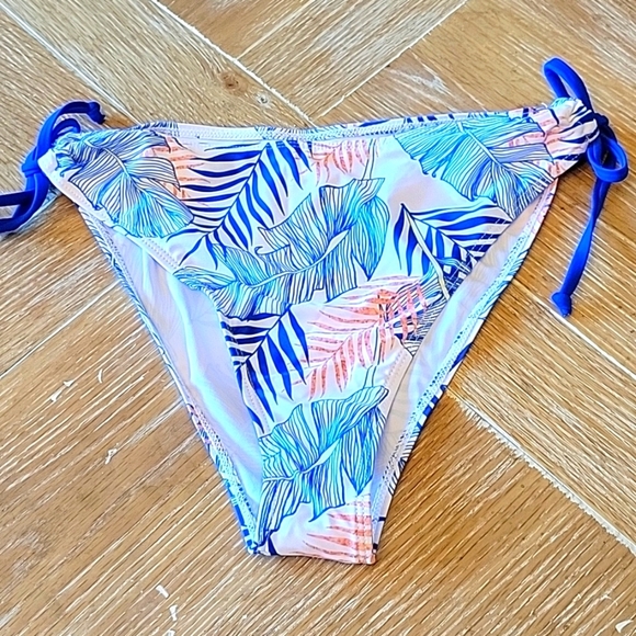 Jollkichay High Waisted Side Tie Bikini Twisted Front Top Blue Floral Medium NW - Picture 9 of 10